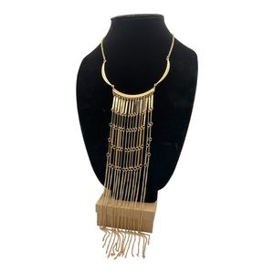 A.N.A Long Collar Fringe Gold-Tone Necklace